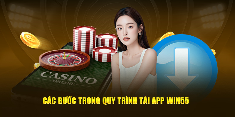 Các bước trong quy trình tải app WIN55
